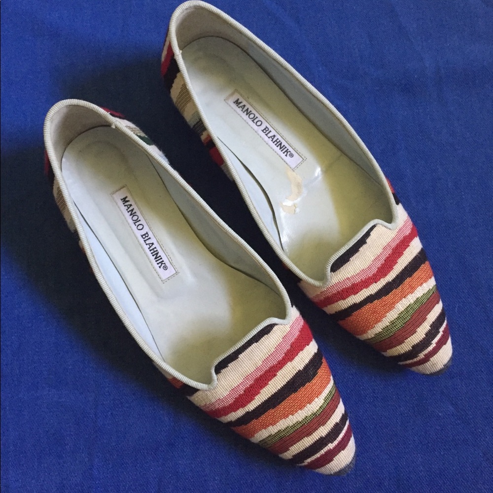 Manolo Blahnik Shari Striped Loafer Flats